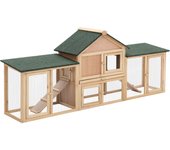 Conejera exterior madera 2-4 conejos pawhut 210x45,5x84,5 cm natural