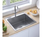 Vidaxl fregadero de cocina hecho a mano acero inoxidable