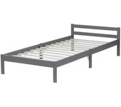Cama individual para 1 persona 90 x 200 cm en madera gris con somier de láminas lit06217