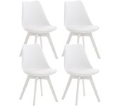 Juego de 4 sillas de cocina comedor de diseño moderno sintéticas blancas 10_0001383
