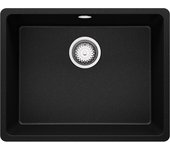 Primagran fregadero bajo encimera negro metallic 56x44cm, fregadero cocina 1 seno + sifón, fregadero granito al mueble 60cm - venecia easy