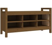 Banco de entrada marrón miel 110 x 40 x 60 cm madera maciza de pino 02_0010945