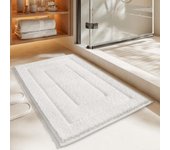Alfombrilla de baño blanca suave - absorbente y antideslizante - juego de 2 para entrada, baño y aseo - 50 x 80 cm