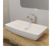 Fregadero rectangular de cerámica blanca 71 x 39 cm