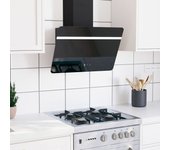 Vidaxl campana extractora pared acero y vidrio templado negro 60 cm