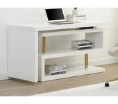 Escritorio extensible con plataforma giratoria 360°- mdf lacado - blanco y dorado - nicephore ii