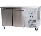 Cleiton® mesa fría refrigerada de 2 puertas de 136x60 cm refrigeración ventilada | bajo mostrador frigorífico de acero inoxidable de 228 l y 750 w