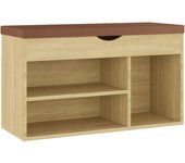 Banco de zapatos, botas, cómoda, estante, muebles de entrada, almacenamiento y cojín, madera de ingenierí 02_0022953