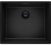 Primagran fregadero bajo encimera todo negro 56x47cm, fregadero cocina 1 seno + sifón, fregadero granito al mueble 60cm - london