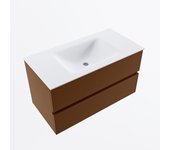 Mondiaz vica 90cm mueble de baño rust 2 cajones. con lavabo cloud centro sin orificios color talc