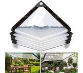 Lona transparente impermeable de 300x300 cm, ideal para proteger tu invernadero, terraza o jardín.