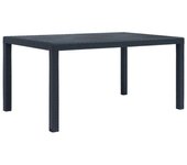 Mesa de jardín antracita 150x90x72 cm plástico aspecto ratán vidaxl