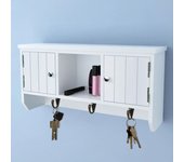 Vidaxl armario de pared para llaves y joyas con puertas y ganchos