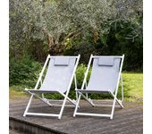 Lote de 2 hamacas reclinables y plegables cyprus textileno gris/estructura aluminio blanca