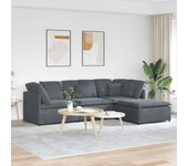 Vidaxl sofá modular con reposapiés y cojines en terciopelo gris oscuro