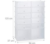 Estantería para armario zapatero de plástico 12 compartimentos 125 cm blanco 13_0001638_3