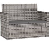 Banco de jardín muebles de terraza exterior con cojines grises 105 x 56 x 75 cm resina tejida 02_0011630