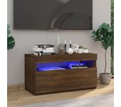 Mueble de tv con luces led roble marrón 75x35x40 cm