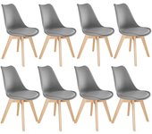 Juego de 8 sillas con patas de madera clara, asiento de salón, cocina comedor, diseño ergonómico elegante 08_0000118