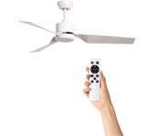 Techbrey ventilador de techo silencioso minimal blanco 132cm motor dc mando a distancia, sin luz