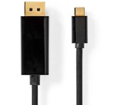 Adaptador usb-c - usb 3.2 gen 1 - usb-c macho - displayport macho - 4k@60hz - 2.00 m - redondo - chapado en oro - pvc - negro - label