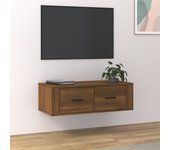 Mueble tv colgante madera contrachapada roble marrón 80x36x25cm