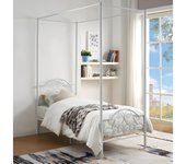 Cama con dosel leyna - 90 x 190 cm - metal - blanco