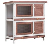 Vidaxl jaula conejera con 4 puertas madera marrón