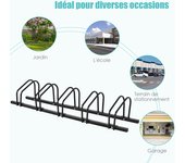 Soporte para bicicletas, aparcabicicletas para 5 bicicletas, montaje en suelo y pared, aparcabicis para bicicleta de montaña, (negro, 5 bicicletas)