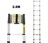 Escalera extensible telescópica hasta 150 kg escalera de aluminio estable de 2,6 m