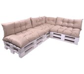 Conjunto de 7 cojines para palets, 3x asiento 120x50 y respaldo 120x40cm, cojín de jardín beige, conjunto de cojines para muebles de jardín