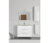 Mueble de baño siena 90 cm blanco ceniza y lavabo lino mate