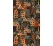 Papel pintado de casitas apelotonadas beige anaranjado 391821