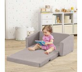 Sillón infantil convertible 2 en 1 funda suave y lavable sofá cama para niños gris
