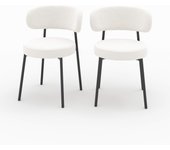 Set de 2 sillas en tejido bouclé blanco roto con patas negras - maëlie