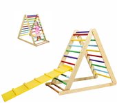 Triángulo de escalada para niños con tobogán para trepar y deslizarse, para guardería o casa, capacidad de carga 50 kg, niños de 3 años+ (multicolor)