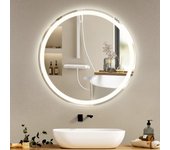Zmh espejo de baño con función antivaho ip44 redondo blanco variable espejo de baño