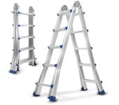 Escalera telescópica 4x5 nivel plateado + escalera extensible multifuncional de aluminio escalera extensible