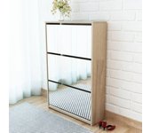 Vidaxl mueble zapatero 3 compartimentos espejo roble 63x17x102,5 cm