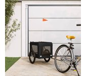 Vidaxl remolque de bicicleta mascotas hierro tela oxford negro