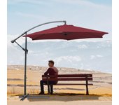 Sombrilla voladiza 3,5m sombrilla aluminio giratoria sombrilla jardín terraza balcón rojo