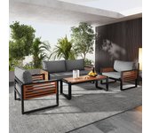 Conjunto de muebles de jardín, conjunto de muebles de jardín con estructura de hierro galvanizado, color gris