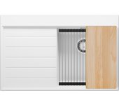 Primagran fregadero cocina blanco 78x50cm, fregadero granito 1 seno + sifón + accesorios, fregadero sobre encimera al mueble 45cm - sydney