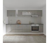 Set cocina haaus karo v28, gris brillante/blanco, mdf, encimera thermo 28 mm, l 320 cm