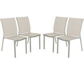 Silla de jardín apilable de aluminio y textilene, set de 4, cleveland, verde kaki, 64.5x45.5x89.5 cm