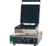 Cleiton® gofrera profesional simple eléctrica de sobremesa en acero inoxidable de 29x36 cm | placas de hierro fundido - 4 gofres cuadrados - 1600 w