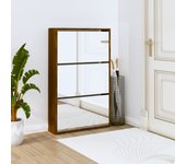 Vidaxl mueble zapatero y espejo 3 niveles roble marrón 63x17x102,5 cm