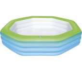 Piscina hinchable autoportante infantil bestway 250x250x51 cm 4 posavasos diseño deluxe octagon family rápida instalación