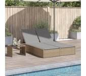 Maison exclusive - tumbona doble con cojines ratán sintético beige