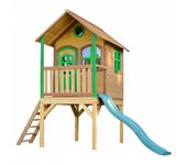 Axi laura casa infantil de madera fsc con tobogan verde | casita de juegos para niños de jardin / exterior | parque infantil en marron y verde